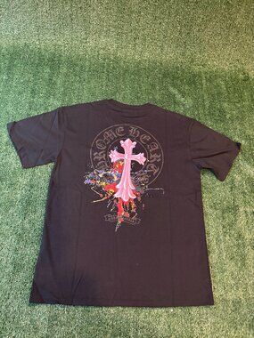 Chrome Hearts Black Paint Splash Cross T-Shirt NWT